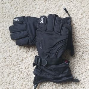 Kids black winter snow gloves